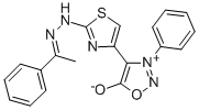 Acetophenone hydrazone of 4-(2-hydrazino-4-thiazolyl)-3-phenylsydnone 结构式