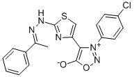 3-(4-Chlorophenyl)-5-hydroxy-4-((2-alpha-benzylidenehydrazino)-4-thiaz olyl)-1,2,3-oxadiazolium 结构式