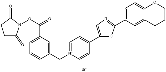 1-[3-(SUCCINIMIDYLOXYCARBONYL)BENZYL]-4-[2-(3,4-DIHYDRO-2H-1-BENZOPYRAN-6-YL)-5-OXAZOLYL]PYRIDINIUM BROMIDE 结构式