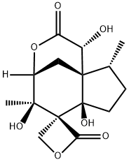 (1R,4R,5R,6R,6aR,9R,9aS)-4,5,6a,7,8,9-Hexahydro-1,5,6a-trihydroxy-5,9-dimethylspiro[6H-4,9a-methanocyclopenta[d]oxocin-6,3'-oxetane]-2,2'(1H)-dione 结构式