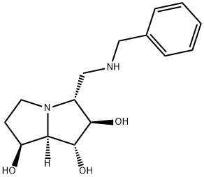 1H-Pyrrolizine-1,2,7-triol, hexahydro-3-(phenylmethyl)aminomethyl-, 1R-(1.alpha.,2.beta.,3.alpha.,7.beta.,7a.alpha.)- 结构式