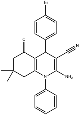 2-amino-4-(4-bromophenyl)-7,7-dimethyl-5-oxo-1-phenyl-1,4,5,6,7,8-hexahydro-3-quinolinecarbonitrile 结构式