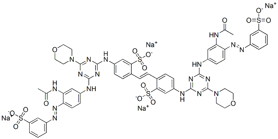 Benzenesulfonic acid, 2,2-(1,2-ethenediyl)bis5-4-3-(acetylamino)-4-(3-sulfophenyl)azophenylamino-6-(4-morpholinyl)-1,3,5-triazin-2-ylamino-, sodium salt 结构式