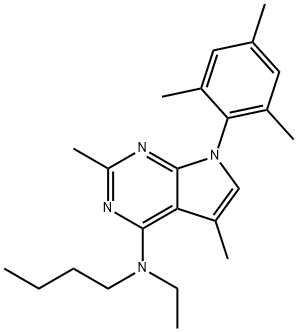 N-丁基-N-乙基-2,5-二甲基-7-(2,4,6-三甲基苯基)-7H-吡咯并[2,3-D]嘧啶-4-胺 结构式