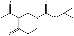 3-乙酰基-4-氧代哌啶-1-甲酸叔丁酯 结构式