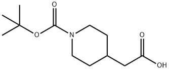 1-叔丁氧羰基-4-哌啶乙酸 结构式