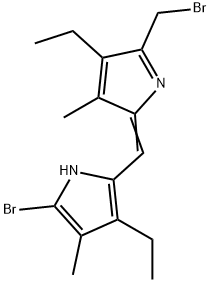 2-Bromo-5-[[5-(bromomethyl)-4-ethyl-3-methyl-2H-pyrrol-2-ylidene]methyl]-4-ethyl-3-methyl-1H-pyrrole 结构式