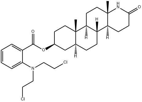 3-hydroxy-13-amino-13,17-seco-5alpha-androstan-17-oic-13,17-lactam 2-N,N-bis(2-chloroethyl)aminobenzoate 结构式