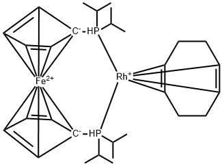 1,1'-双(二异丙基膦)二茂铁(1,5-环辛二烯)RHODIUM (I) TETRAFLUOROBORATE 结构式