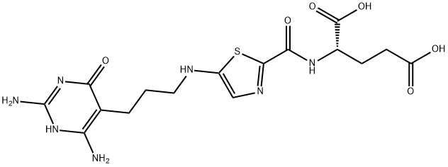 N- ((5-((3-(2,4-diamino-1,6-dihydro-6-oxo-5-pyrimidinyl)propyl)amino)-2-thiazolyl)carbonyl)glutamic acid 结构式