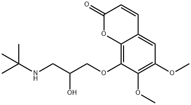 6,7-dimethoxy-8-(3-tert-butylamino-2-hydroxypropoxy)-2H-1-benzopyran-2-one 结构式