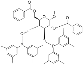 甲基 Α-D-吡喃葡萄糖苷-2,6-二苯甲酸甲酯-3,4-双(3,5-二甲苯基)磷酸盐 结构式