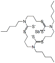 三(二戊基氨基二硫代甲酸)锑 结构式