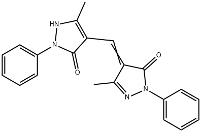 4-[(1,5-dihydro-3-methyl-5-oxo-1-phenyl-4H-pyrazol-4-ylidene)methyl]-1,2-dihydro-5-methyl-2-phenyl-3H-pyrazol-3-one 结构式