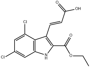 3-[(1E)-2-羧基乙烯基]-4,6-二氯-1H-吲哚-2-甲酸乙酯 结构式