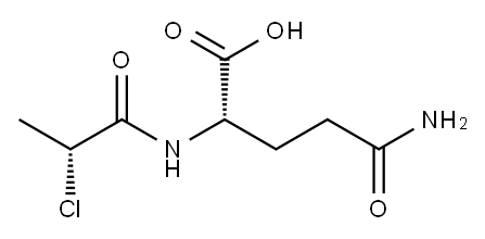 D-2-氯丙酰基-L-谷氨酰胺 结构式