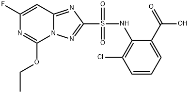 3-氯-2-[(5-乙氧基-7-氟-[1,2,4]三唑并[5,1-F]嘧啶-2-基)磺酰氨基]苯甲酸 结构式