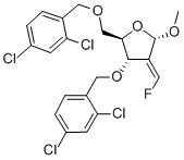 甲基-2-脱氧-3,5-二-O-(3,5-二氯苯基)-2-(氟亚甲基)-alpha-D-赤式戊呋喃糖苷 结构式