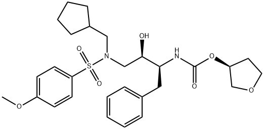 [(3S)-oxolan-3-yl] N-[(2S,3R)-4-[cyclopentylmethyl-(4-methoxyphenyl)su lfonyl-amino]-3-hydroxy-1-phenyl-butan-2-yl]carbamate 结构式