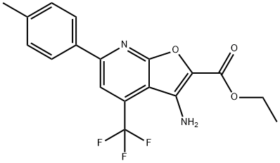 ETHYL 3-AMINO-4-(TRIFLUOROMETHYL)-6-P-TOLYLFURO[2,3-B]PYRIDINE-2-CARBOXYLATE 结构式