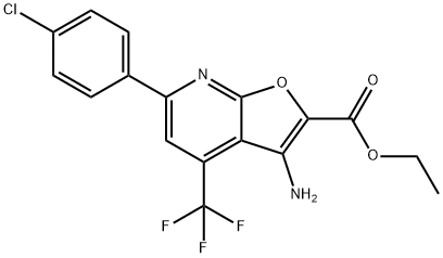 ETHYL 3-AMINO-6-(4-CHLOROPHENYL)-4-(TRIFLUOROMETHYL)FURO[2,3-B]PYRIDINE-2-CARBOXYLATE 结构式