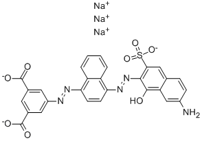 5-4-(7-Amino-1-hydroxy-3-sulfonaphthalen-2-ylazo)naphthalen-1-ylazoisophthalicacidtrisodiumsalt 结构式