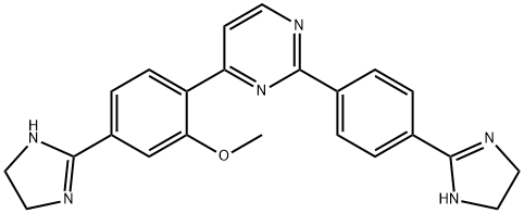 4-[4-(4,5-dihydro-1H-imidazol-2-yl)-2-methoxy-phenyl]-2-[4-(4,5-dihydr o-1H-imidazol-2-yl)phenyl]pyrimidine 结构式