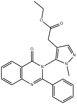 ethyl 2-[1-methyl-5-(4-oxo-2-phenyl-quinazolin-3-yl)pyrazol-4-yl]aceta te 结构式