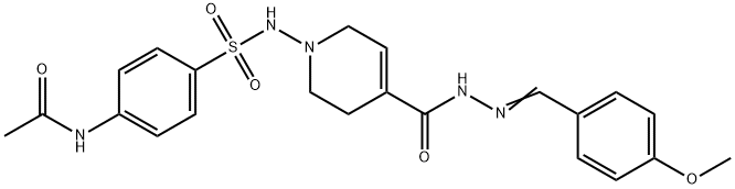 1-[(4-acetamidophenyl)sulfonylamino]-N-[(4-methoxyphenyl)methylideneam ino]-3,6-dihydro-2H-pyridine-4-carboxamide 结构式