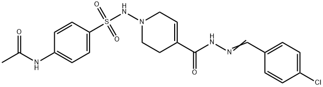 1-[(4-acetamidophenyl)sulfonylamino]-N-[(4-chlorophenyl)methylideneami no]-3,6-dihydro-2H-pyridine-4-carboxamide 结构式
