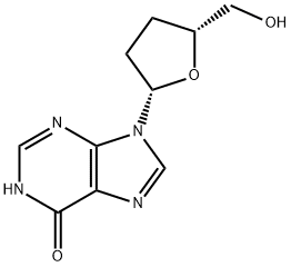 6H-Purin-6-one, 1,9-dihydro-9-[tetrahydro-5-(hydroxymethyl)-2-furanyl]-, (2S-cis)- 结构式