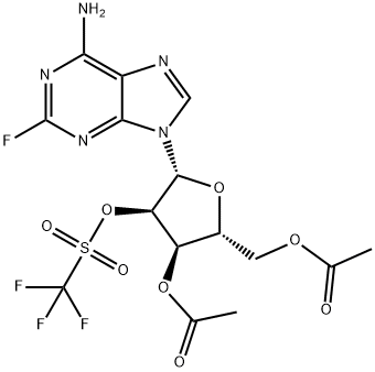 3',5'-二-O-乙酰基-2-氟-2'-O-(三氟甲基磺酰基)腺苷 结构式