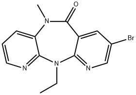 6H-Dipyrido[3,2-b:2',3'-e][1,4]diazepin-6-one,8-bromo-11-ethyl-5,11-dihydro-5-methyl- 结构式