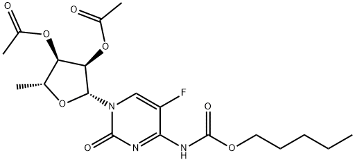 5'-脱氧-5-氟-N-[(戊氧基)羰基]胞苷 2',3'-二乙酸酯 结构式