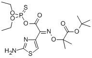 O-(2-(2-氨基噻唑-4-基)-2-((1-叔丁氧羰基-1-甲基乙氧基)亚氨基)乙酰基) O',O''-二乙基硫代磷酸酯 结构式