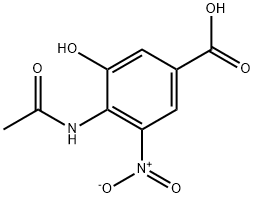 4-乙酰氨基-3-羟基-5-硝基苯甲酸 结构式