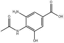 4-乙酰氨基-3-氨基-5-羟基苯甲酸 结构式