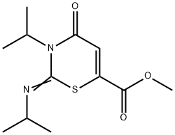 3,4-Dihydro-3-isopropyl-2-(isopropylimino)-4-oxo-2H-1,3-thiazine-6-carboxylic acid methyl ester 结构式