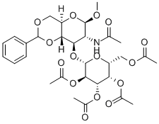 Methyl2-acetamido-3-O-(2,3,4,6-tetra-O-acetyl-b-D-galactopyranosyl)-4,6-O-benzylidene-2-deoxy-b-D-glucopyranoside 结构式