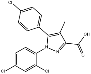 1-(2,4-二氯苯基)-5-对氯苯基-4-甲基-吡唑-3-甲酸 结构式