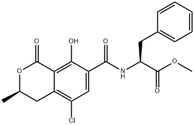 N-[(5-Chloro-3,4-dihydro-8-hydroxy-3-methyl-1-oxo-1H-2-benzopyran-7-yl)carbonyl]-L-phenylalanine methyl ester 结构式