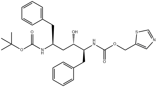(2S,3S,5S)-5-(叔丁氧羰基氨基)-2-(N-5-噻唑基甲氧羰基)氨基-1,6-二苯基-3-羟基己烷 结构式