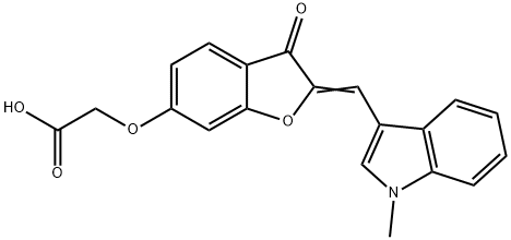 ({(2E)-2-[(1-Methyl-1H-indol-3-yl)methylene]-3-oxo-2,3-dihydro-1-benzofuran-6-yl}oxy)acetic ac 结构式