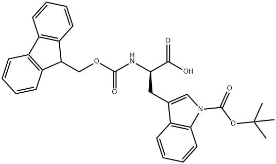 N-alpha-芴甲氧羰基-N-in-叔丁氧羰基-D-色氨酸 结构式