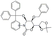 2H-1,3-Oxazin-2-one, 6-(2,2-dimethyl-1,3-dioxolan-4-yl)tetrahydro-5-(phenylmethoxy)-4-(triphenylmethoxy)methyl-, 4S-4.alpha.,5.alpha.,6.beta.(S*)- 结构式