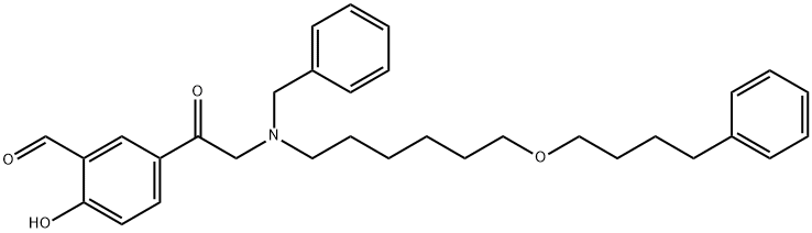 2-Hydroxy-5-[[[6,6-(4-phenylbutoxy)hexylbenzyl]amino]acetyl]benzaldehyde  结构式