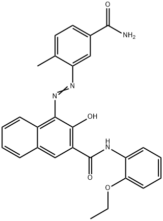 4-[(5-氨基甲酰基邻甲苯基)偶氮]-3-羟基-2-萘并邻酰氨基苯乙醚 结构式