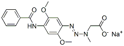 sodium [3-[4-(benzoylamino)-2,5-dimethoxyphenyl]-1-methyl-2-triazenyl]acetate 结构式