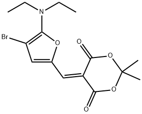 1,3-Dioxane-4,6-dione,  5-[[4-bromo-5-(diethylamino)-2-furanyl]methylene]-2,2-dimethyl- 结构式