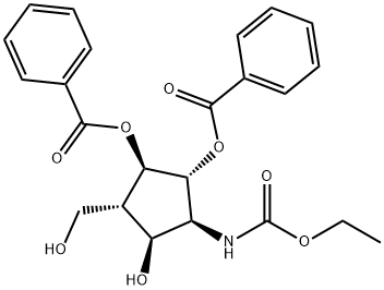 Carbamic acid, 2,3-bis(benzoyloxy)-5-hydroxy-4-(hydroxymethyl)cyclopentyl-, ethyl ester, 1S-(1.alpha.,2.beta.,3.alpha.,4.beta.,5.alpha.)- 结构式